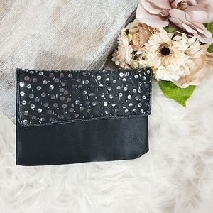 Colorful Creations Black Satin Clutch NWT